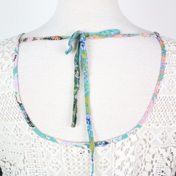 Umgee Womens Medium Paisley Crochet Boho Patchwork Tunic Top - Picture 5 of 6